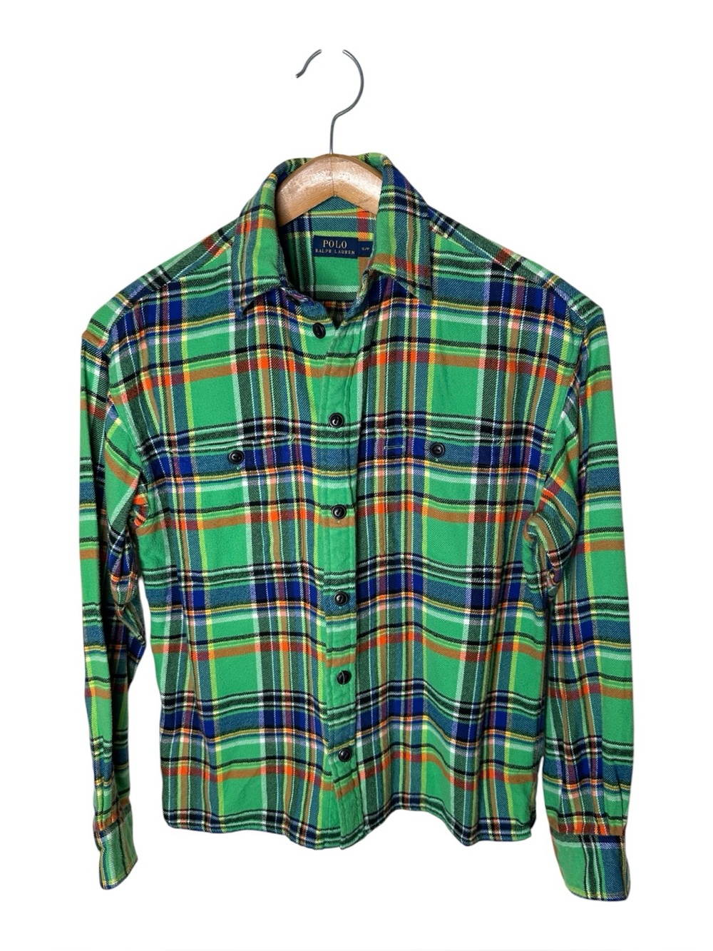 Polo Ralph Lauren Green Plaid Multi Color Striped Soft Flannel Shirt Men’s Size